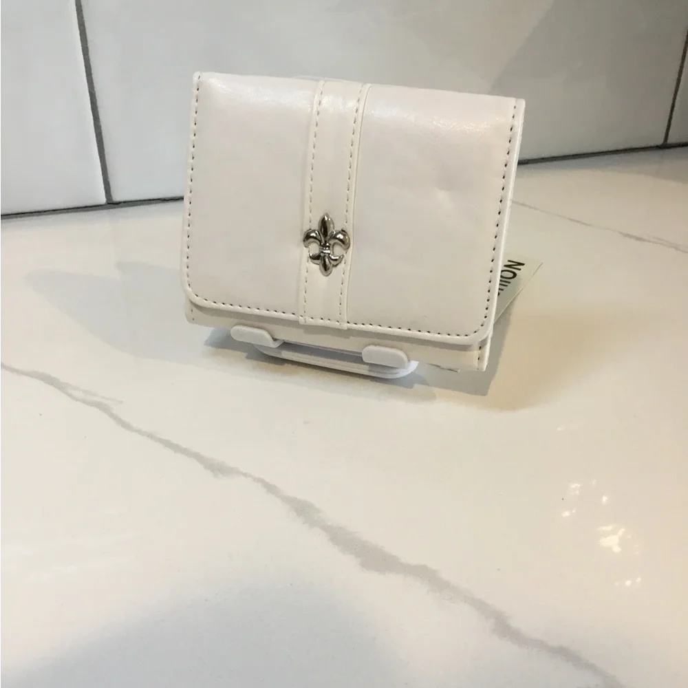 Vegan Leather Wallet with Silver Fleur-de-Lis Emblem Pick One (1) NWT - Picture 3 of 4